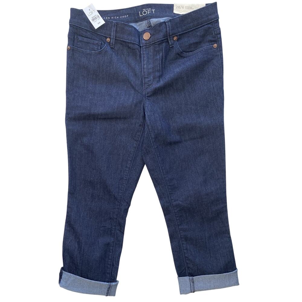 Ann Taylor Loft Jeans Womens Size 28/6 NEW Modern Kick Crop Pants Stretch Denim